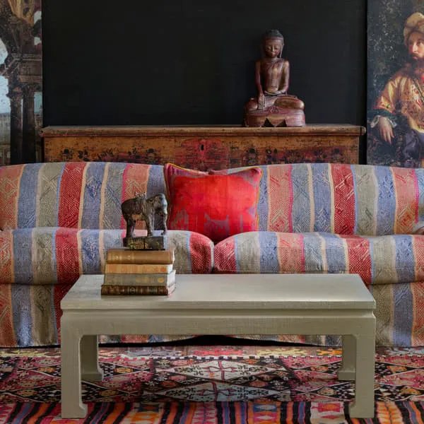 Coffee Table with Linen Wrap - Taupe, Lacquer image