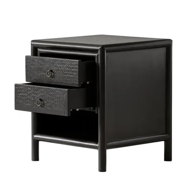 Concordia Side Table with Bamboo Drawers - Black, Lacquer