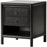 Concordia Side Table with Bamboo Drawers - Black, Lacquer