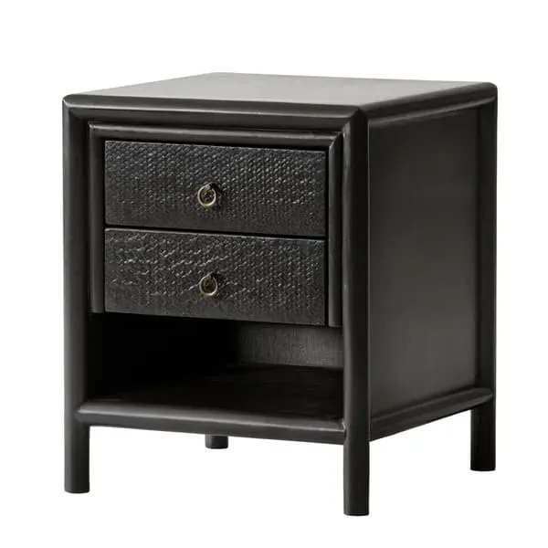 Concordia Side Table with Bamboo Drawers - Black, Lacquer image