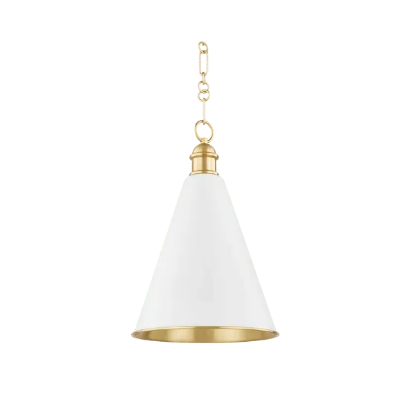 Conical Pendant Light with Aged Brass - Soft White, Metal
