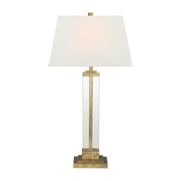 Contemporary Table Lamp with Glass Stem - Gold, Iron image