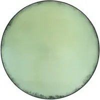 Convex Mirror with Aged Glass - Green, Brass Frame