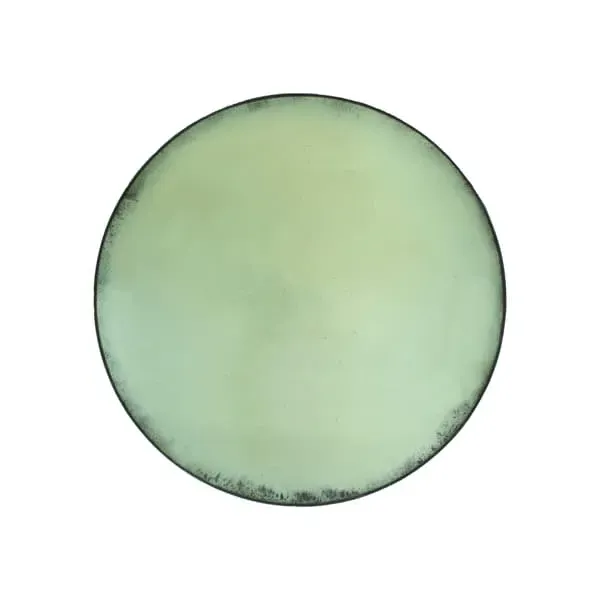 Convex Mirror with Aged Glass - Green, Brass Frame image