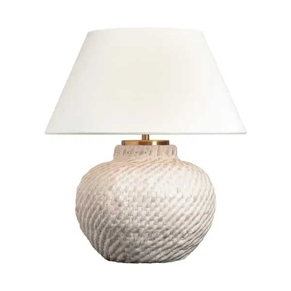 Cordless Table Lamp - White, Rattan