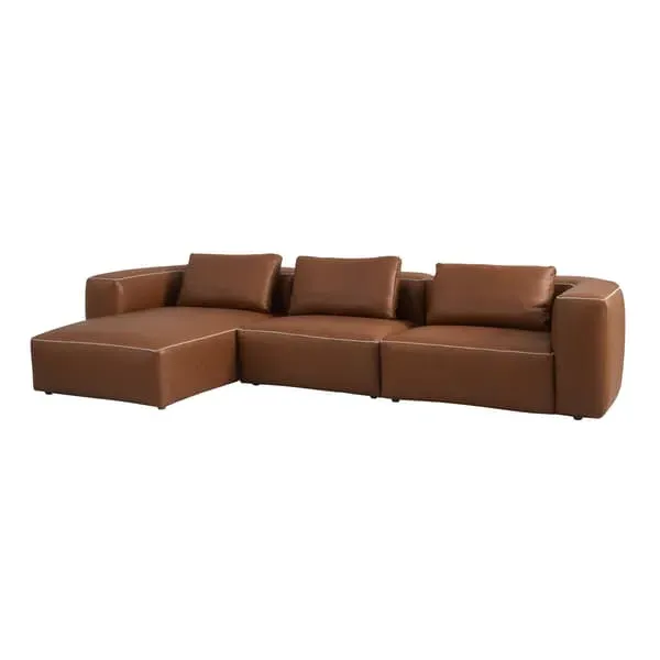 Corner Sectional Sofa Hand-Crafted - Brown, Leather