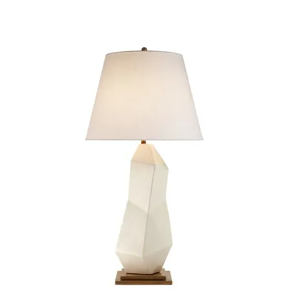 Cubist Table Lamp with Brass Accents - White image