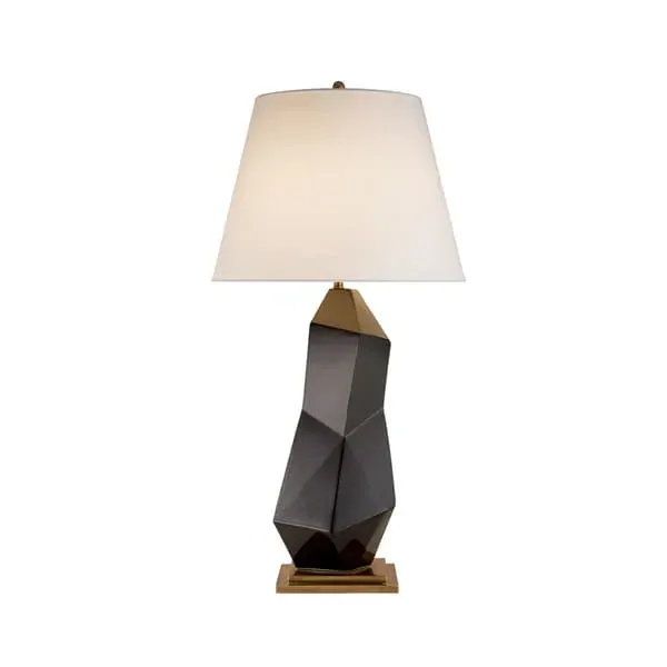 Cubist Table Lamp with Linen Shade - Black, Brass image