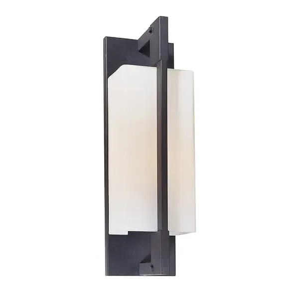 Cuboid Wall Light with Opal Shade - Black image