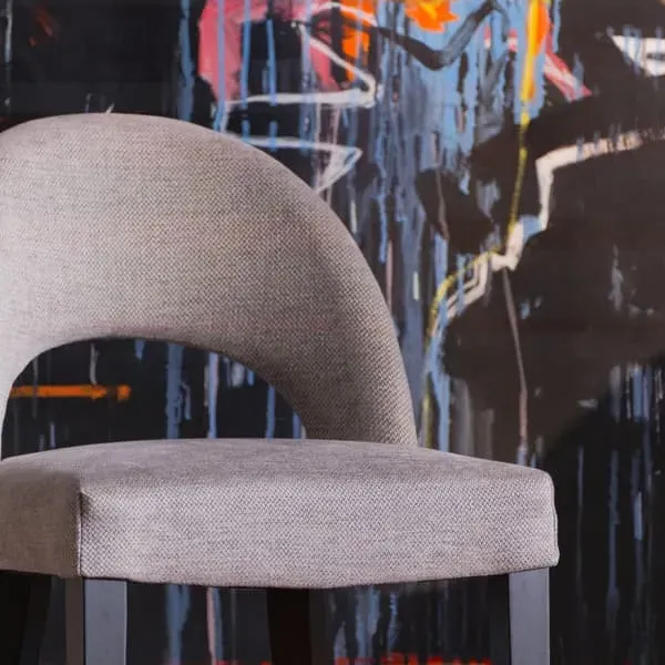 Curved Bar Stool - Cloud, Cotton & Linen
