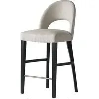 Curved Bar Stool with Footrest - Cream, Linen