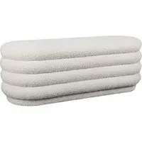 Curved Bench Ottoman - White, Boucle