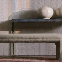Curved Bench with Soft Texture - Dark Neutral, Boucle