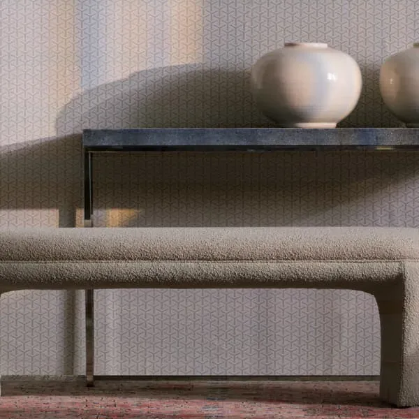 Curved Bench with Soft Texture - Dark Neutral, Boucle