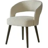 Curved Dining Chair - White, Boucle