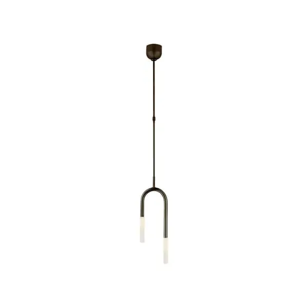 Curved Hook Pendant Light with LED - Bronze, Crystal image