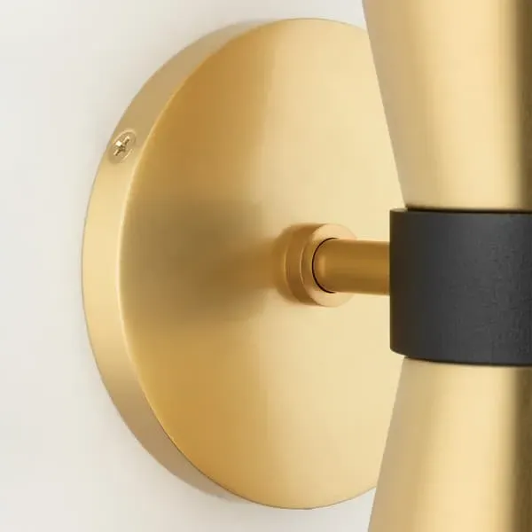 Curved Wall Light with Glass Shade - Brass