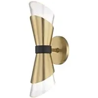 Curved Wall Light with Glass Shade - Brass