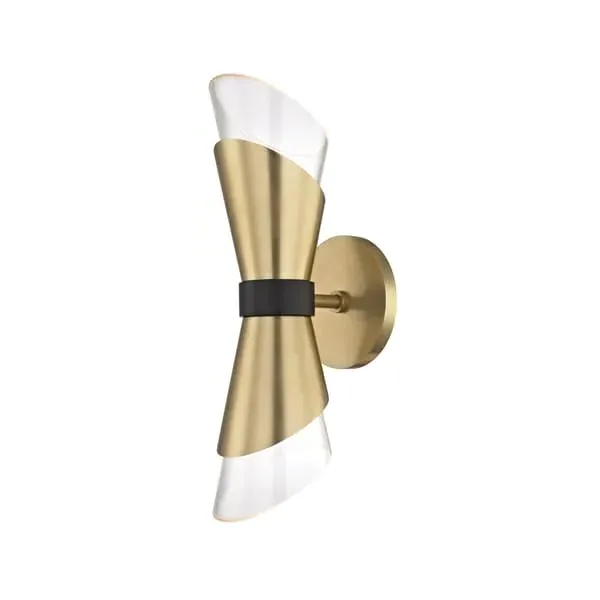 Curved Wall Light with Glass Shade - Brass image