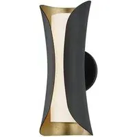Curved Wall Light with Gold Interior - Black, Metal