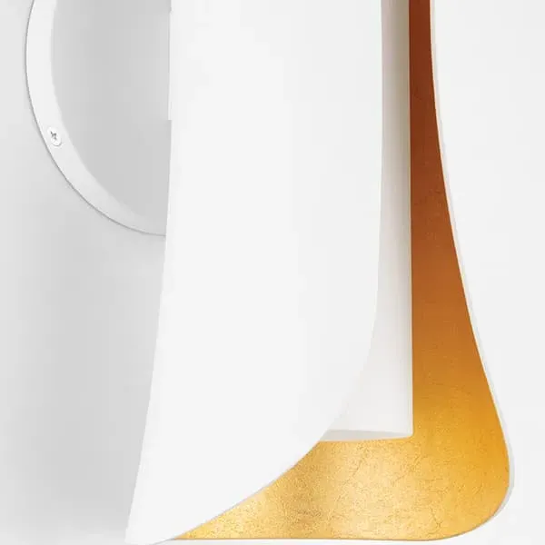 Curved Wall Light with Gold Interior - White, Metal