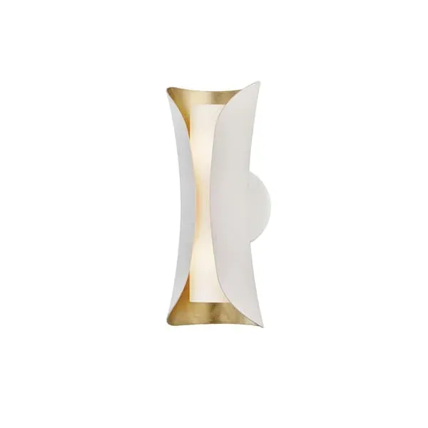 Curved Wall Light with Gold Interior - White, Metal