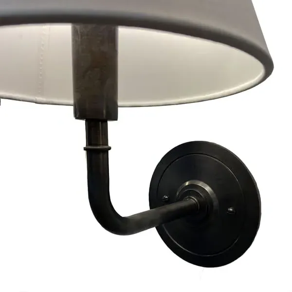 Curved Wall Light with Linen Shade - Bronze