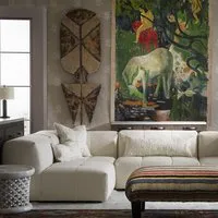 Customizable Sectional Sofa Low Back - Cream, Fabric