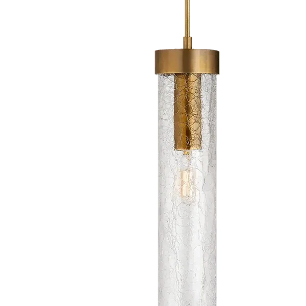 Cylindrical Pendant Light - Brass, Glass image