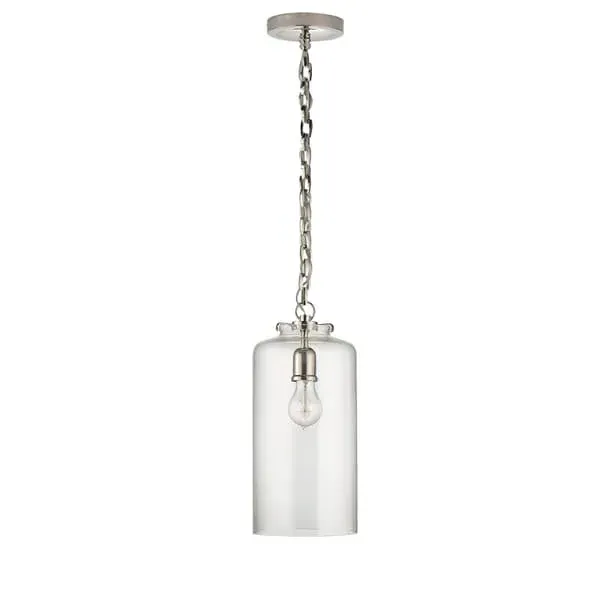 Cylindrical Pendant Light - Polished Nickel, Glass image