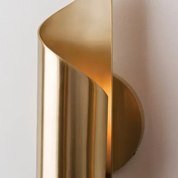 Cylindrical Wall Light - Aged Brass, Metal