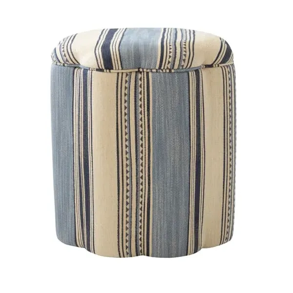 Daisy Ottoman with Scalloped Edge - Blue, Cotton image