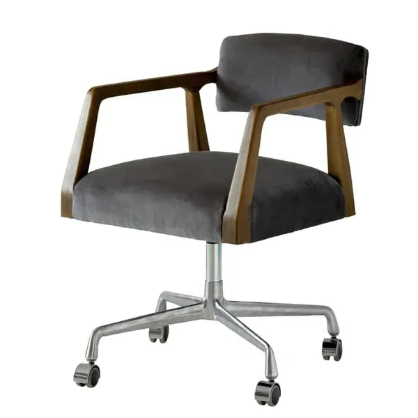 Desk Chair with Cushions - Grey, Velvet image