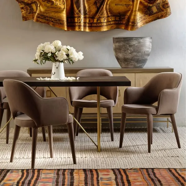 Dining Chair Mid-Century Style - Grey, Velvet