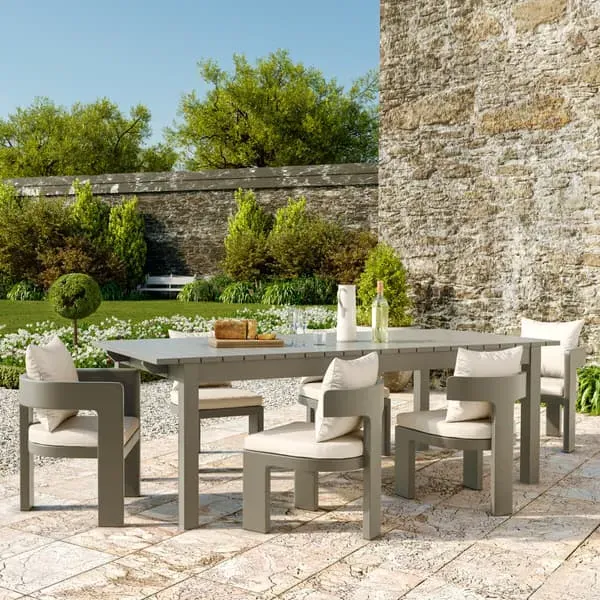 Dining Chair with Arms - Taupe, Aluminium