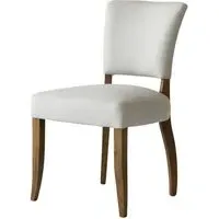Dining Chair with Brass Studs - Light Neutral, Linen