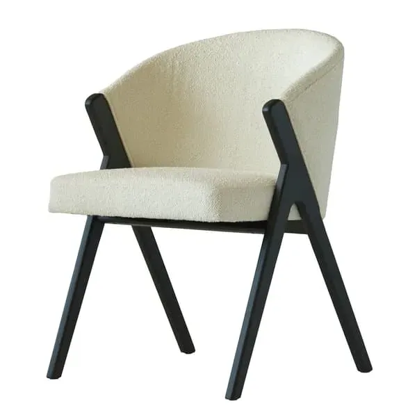 Dining Chair with Curved Back - Boucle