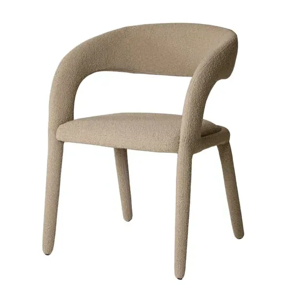 Dining Chair with Curved Back - Bronze, Boucle image