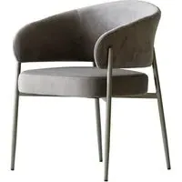 Dining Chair with Curved Back - Grey, Velvet