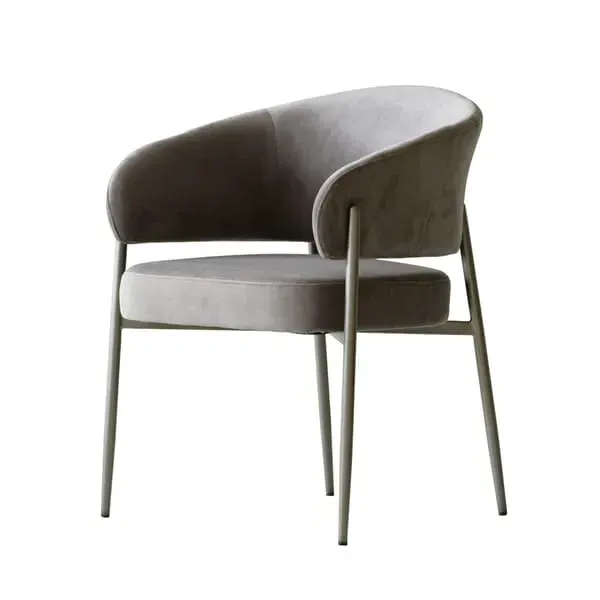 Dining Chair with Curved Back - Grey, Velvet image