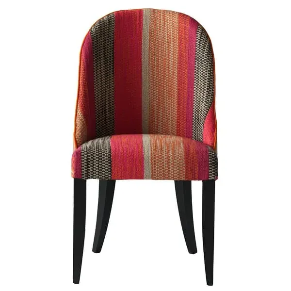 Dining Chair with Curved Back - Orange, Linen