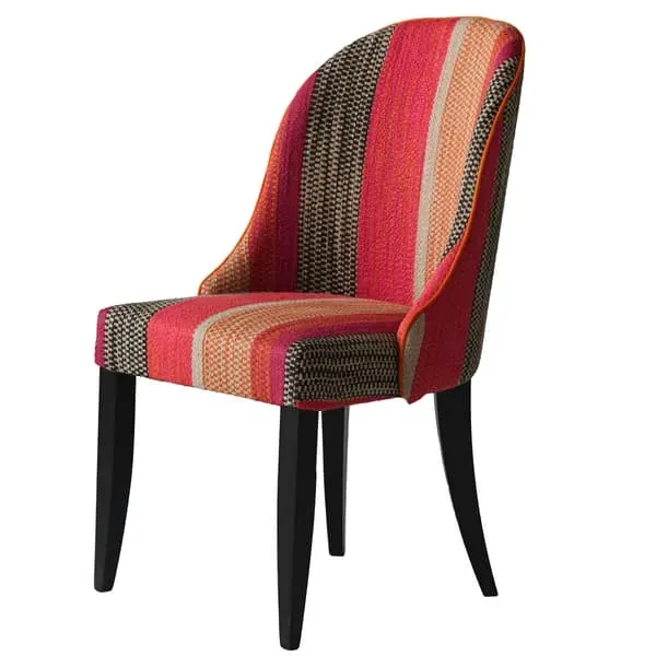 Dining Chair with Curved Back - Orange, Linen