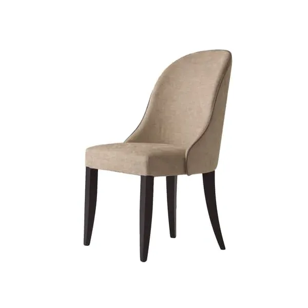 Dining Chair with Curved Back - Taupe, Cotton