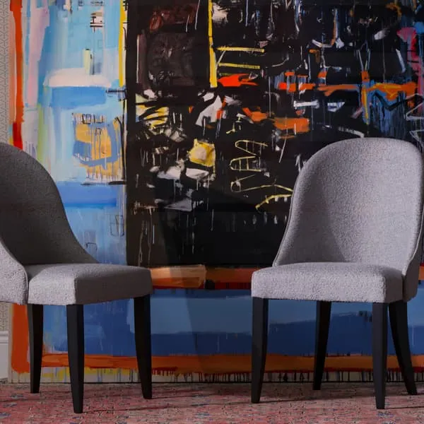 Dining Chair with Padded Seat - Grey, Linen