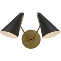 Double Wall Light - Brass & Black, Metal