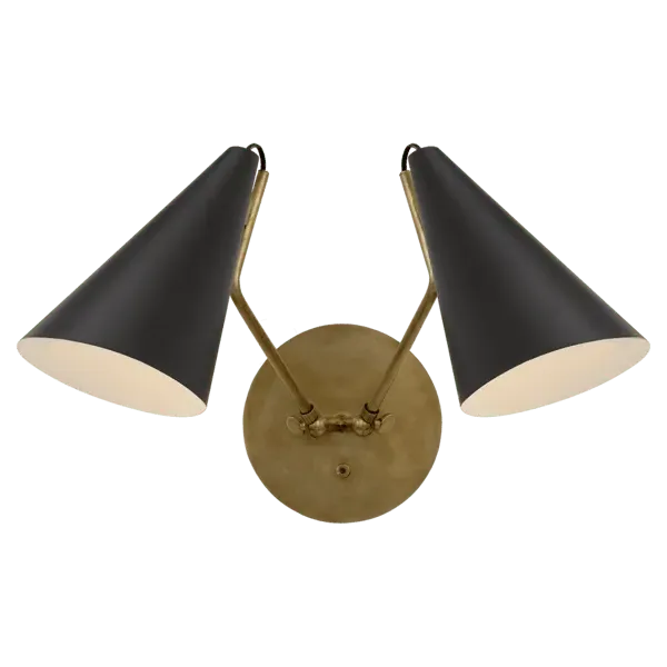 Double Wall Light - Brass & Black, Metal image