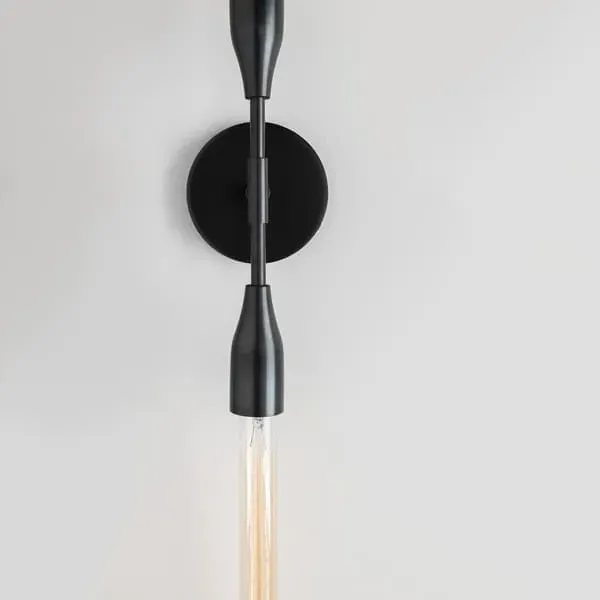 Double Wall Light with Circular Plate - Bronze