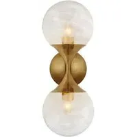 Double Wall Light with Dual Orbs - Brass, Metal
