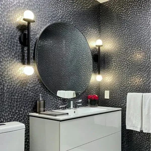 Double Wall Light with Glass Globes - Black, Steel