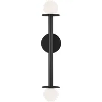 Double Wall Light with Glass Globes - Black, Steel